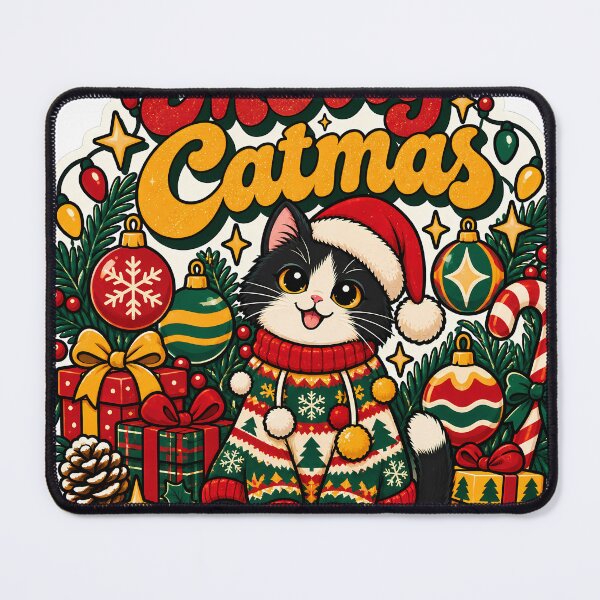 Item preview, Merry Catmas Retro Christmas Cat Sweater Gift designed and sold by Retro Whiskers.