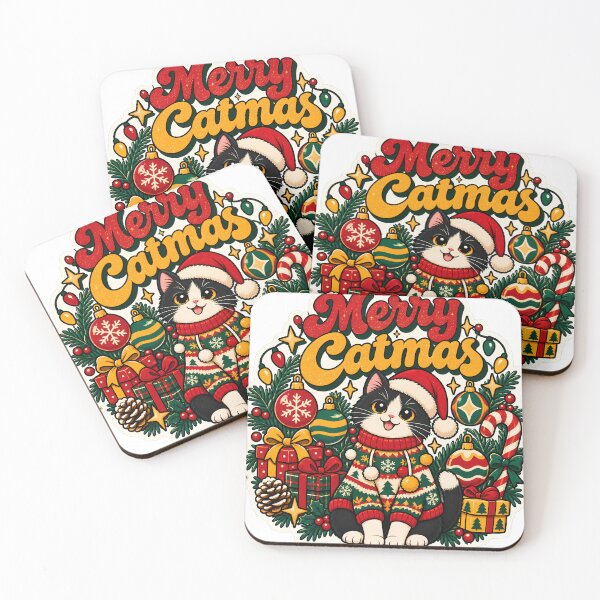 Item preview, Merry Catmas Retro Christmas Cat Sweater Gift designed and sold by Retro Whiskers.