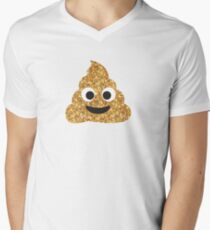 Funny Hilarious Glitter Gold Poop Emoji Texting Vibes V-Neck T-Shirt
