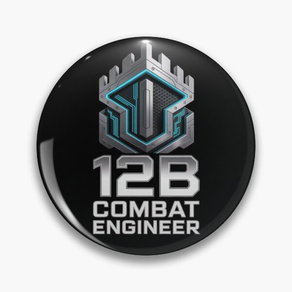 Item preview, 12B Combat Engineer — Futuristic Battlement Shield Emblem U.S. Army MOS Military Graphic designed and sold by GFamilyC.