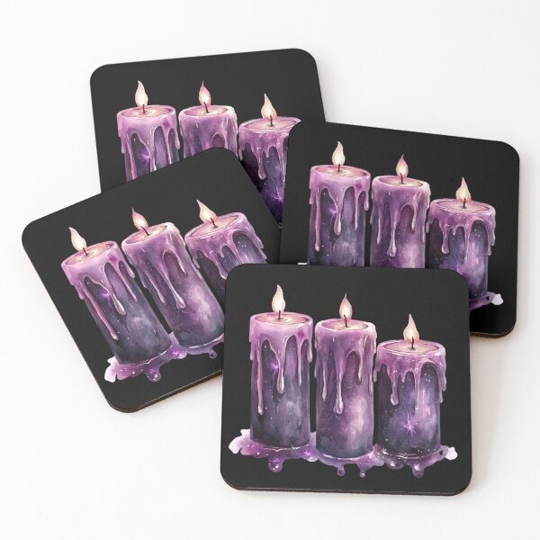 Artikelvorschau, Drei tropfende lila Kerzen entworfen und verkauft von Fillthegoat.