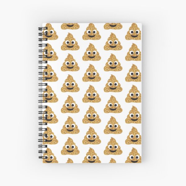 Funny Hilarious Glitter Gold Poop Emoji Texting Vibes Spiral Notebook