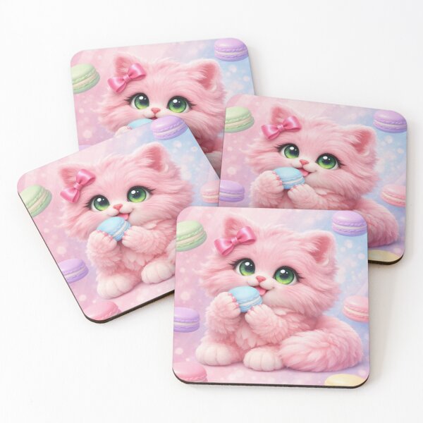 Item preview, Mimi Mew Eating a Delicious Macaron – Cute macarons designed and sold by Lalala cute.