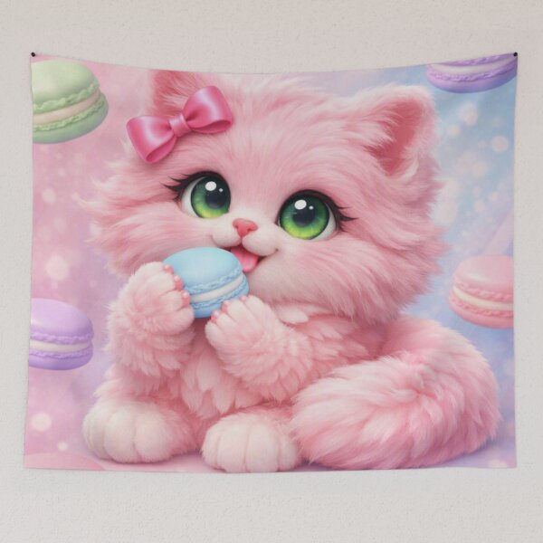 Item preview, Mimi Mew Eating a Delicious Macaron – Cute macarons designed and sold by Lalala cute.