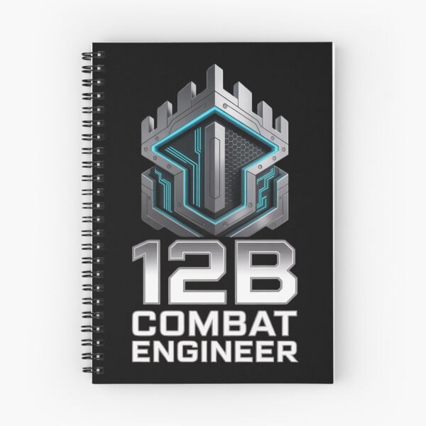 Item preview, 12B Combat Engineer — Futuristic Battlement Shield Emblem U.S. Army MOS Military Graphic Black Outline designed and sold by GFamilyC.