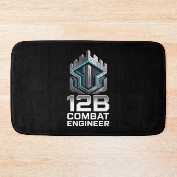 Item preview, 12B Combat Engineer — Futuristic Battlement Shield Emblem U.S. Army MOS Military Graphic Black Outline designed and sold by GFamilyC.