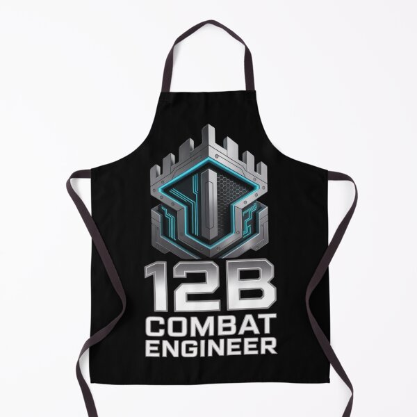 Item preview, 12B Combat Engineer — Futuristic Battlement Shield Emblem U.S. Army MOS Military Graphic Black Outline designed and sold by GFamilyC.