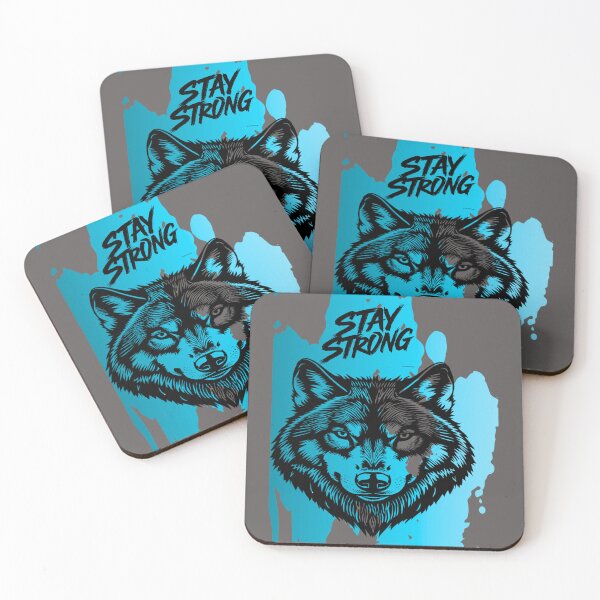 Item preview, Stay Strong Digital Wolf Art Bright Azure designed and sold by GoGreenlove.