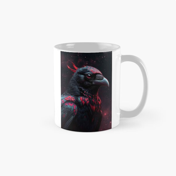 Item preview, Black Raven with Crimson Red Feathers and Glowing Eyes – Mystical Dark Bird designed and sold by MFMart.