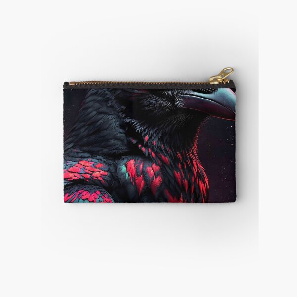 Item preview, Black Raven with Crimson Red Feathers and Glowing Eyes – Mystical Dark Bird designed and sold by MFMart.