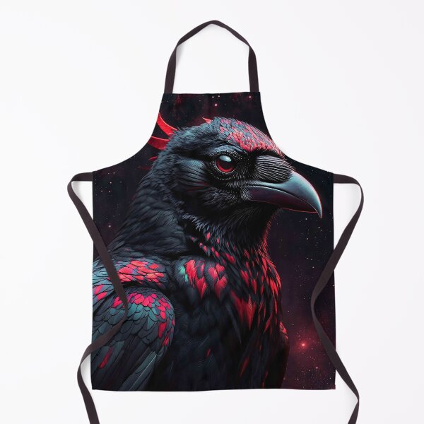 Item preview, Black Raven with Crimson Red Feathers and Glowing Eyes – Mystical Dark Bird designed and sold by MFMart.