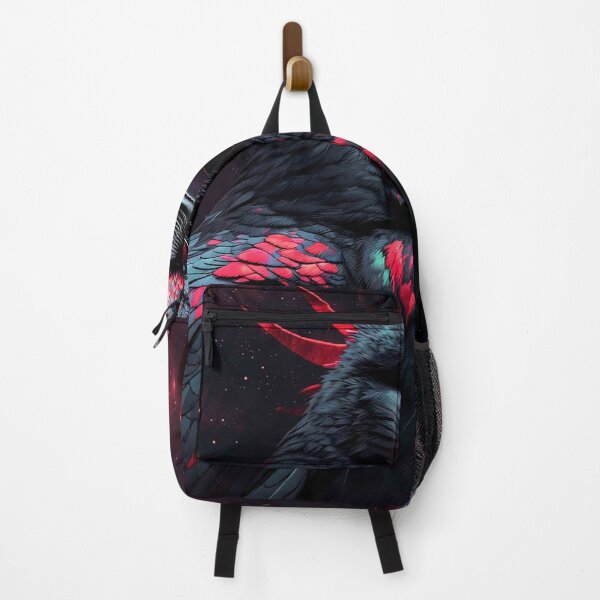 Item preview, Black Raven with Crimson Red Feathers and Glowing Eyes – Mystical Dark Bird designed and sold by MFMart.