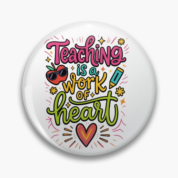 Item preview, Teaching is a Work of Heart – Cute Colorful Teacher Quote Design with Apple & Pencil designed and sold by SaltCreatives.