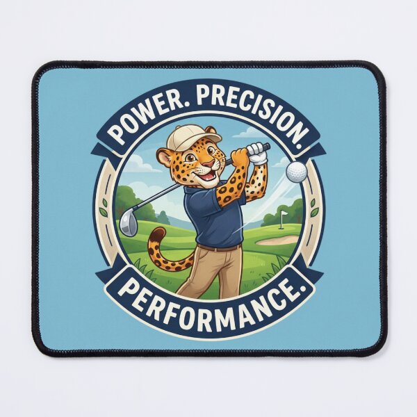 Item preview, 'Power. Precision. Performance.' Leopard Playing Golf designed and sold by TriStudio.