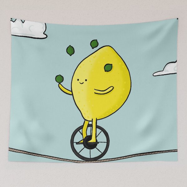 Aperçu de l'œuvre Jongler avec des citrons sur un monocycle tout en marchant sur un fil. créée et vendue par BluluStudio.