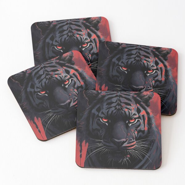 Item preview, Black Tiger with Glowing Red Eyes – Intense Dark Predator designed and sold by MFMart.
