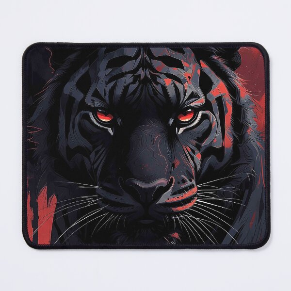 Item preview, Black Tiger with Glowing Red Eyes – Intense Dark Predator designed and sold by MFMart.