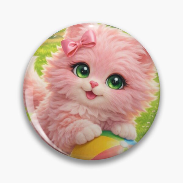 Item preview, Mimi Mew Playing with a Ball in the Park – Cute Kawaii Pink Cat designed and sold by Lalala cute.