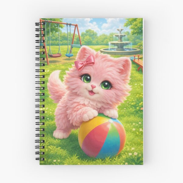 Item preview, Mimi Mew Playing with a Ball in the Park – Cute Kawaii Pink Cat designed and sold by Lalala cute.