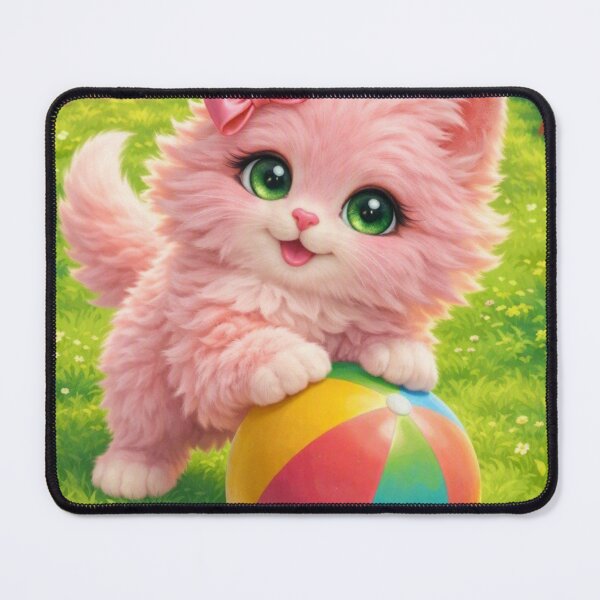 Item preview, Mimi Mew Playing with a Ball in the Park – Cute Kawaii Pink Cat designed and sold by Lalala cute.