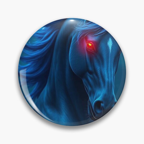 Item preview, Electric Blue Horse with Glowing Red Eyes – Mystical Neon Stallion designed and sold by MFMart.