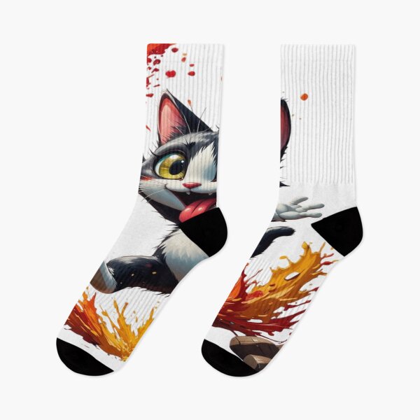 Item preview, The Colorful Chaos King, Mischievous Street Art Cat - Animated Illustration with Paint Spray and Colorful Splashes designed and sold by RAYBIL.