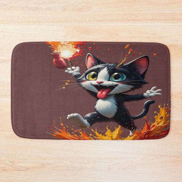 Item preview, The Colorful Chaos King, Mischievous Street Art Cat - Animated Illustration with Paint Spray and Colorful Splashes designed and sold by RAYBIL.