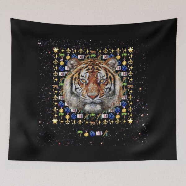 Item preview, Tiger Face Emoji Mosaic – Colorful Maximalist Wildlife Portrait designed and sold by Emoji Emblems.
