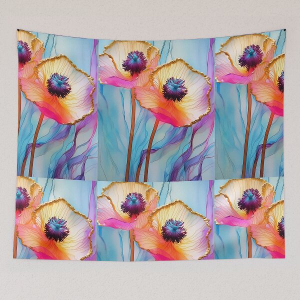 Item preview, BLUE POPPY V007 Purple Amethyst Sapphire Stained Glass Art Print Party Decoration~Baby/Bridal/Wedding/Birthday Gift Favor designed and sold by Spinning Plates 360.