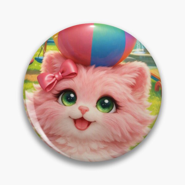 Item preview, Mimi Mew Playing with a Ball in the Park – Cute Kawaii Pink Cat 2 designed and sold by Lalala cute.