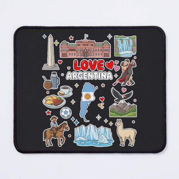 Item preview, Argentina Landmarks, Tango & Patagonia Heritage Cute Dark Doodle Collage designed and sold by mashmosh.