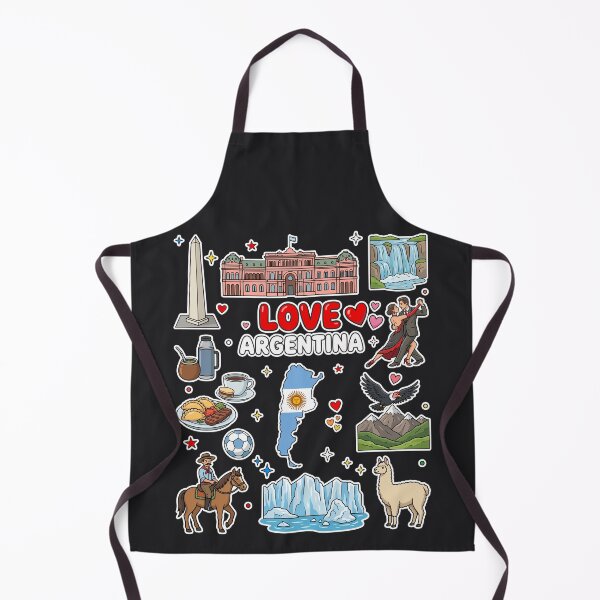 Item preview, Argentina Landmarks, Tango & Patagonia Heritage Cute Dark Doodle Collage designed and sold by mashmosh.