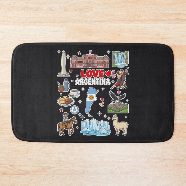 Item preview, Argentina Landmarks, Tango & Patagonia Heritage Cute Dark Doodle Collage designed and sold by mashmosh.