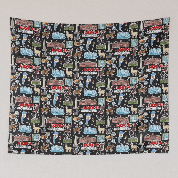 Item preview, Argentina Landmarks, Tango & Patagonia Heritage Cute Dark Doodle Collage designed and sold by mashmosh.