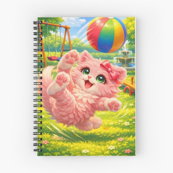 Item preview, Mimi Mew Playing with a Ball in the Park – Cute Kawaii Pink Cat 3 designed and sold by Lalala cute.