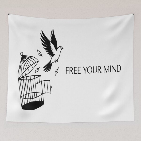 Item preview, Free Your Mind Bird Escaping Cage Line Art designed and sold by ilyasartist.