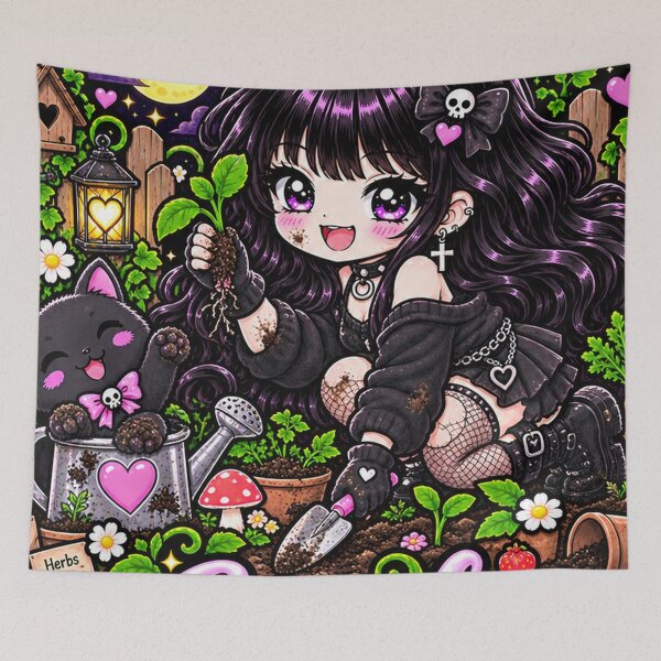 Item preview, Garden Gremlin Goth Girl Sticker designed and sold by AnnekeJordaan.