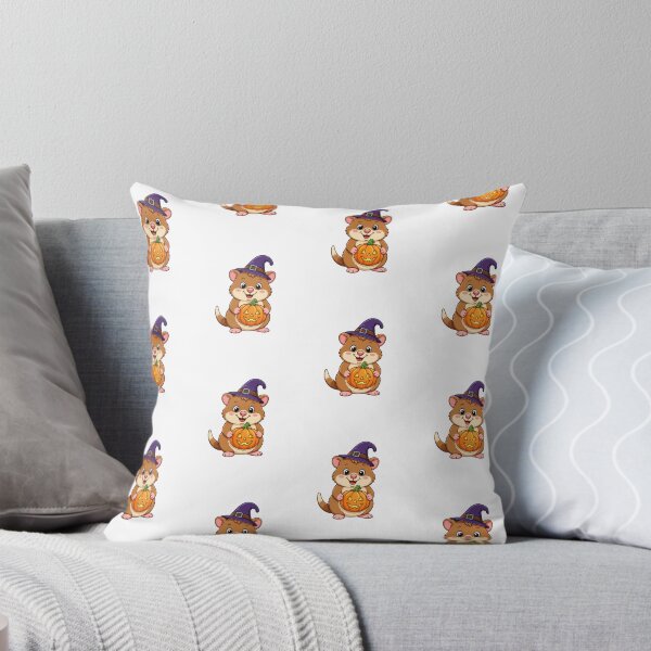 Item preview, Cute Halloween Hamster with Pumpkin and Witch Hat designed and sold by Inka Moon Design.
