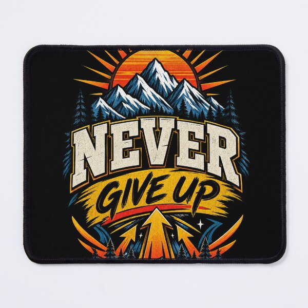 Item preview, “NEVER GIVE UP” motivational T-shirt, designed and sold by NATFashionHouse.