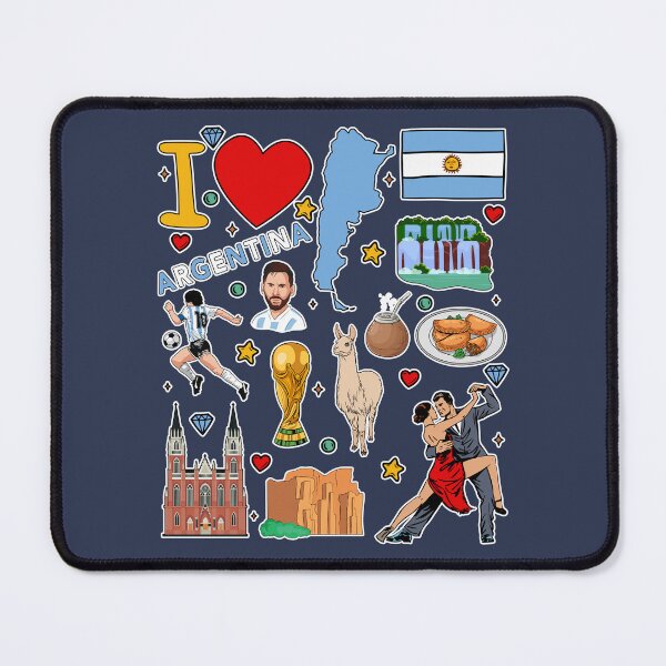 Item preview, Argentina Soccer Legends, Tango & Iguazu Falls Light Doodle Collage designed and sold by mashmosh.