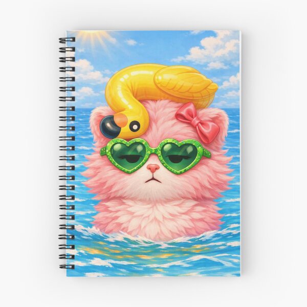 Item preview, Mimi Mew – Pink Cat with Flamingo Float Poker Face Art designed and sold by Lalala cute.