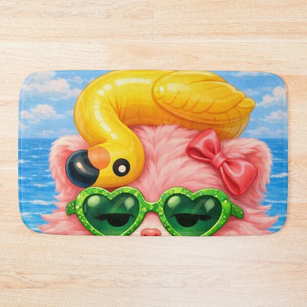 Artikelvorschau, MimiMew – Pinke Katze mit Flamingo-Schwimmfigur Pokerface-Kunst entworfen und verkauft von Lalala cute.