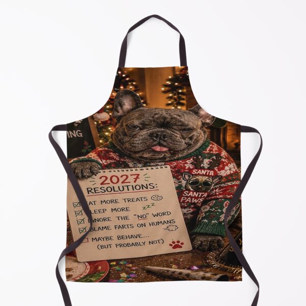 Item preview, Funny 2027 New Year French Bulldog - Cheers to More Chaos designed and sold by FrenchiesMoneyEaters.