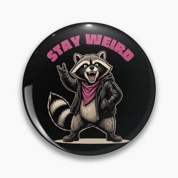Item preview, Stay Weird Rocker Raccoon Funny Metalhead Meme designed and sold by LeSoniPapaPrint.