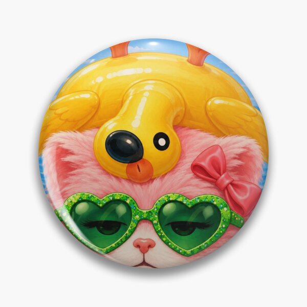 Item preview, Mimi Mew – Pink Cat with Flamingo Float Poker Face Art 2 designed and sold by Lalala cute.