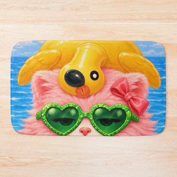 Item preview, Mimi Mew – Pink Cat with Flamingo Float Poker Face Art 2 designed and sold by Lalala cute.