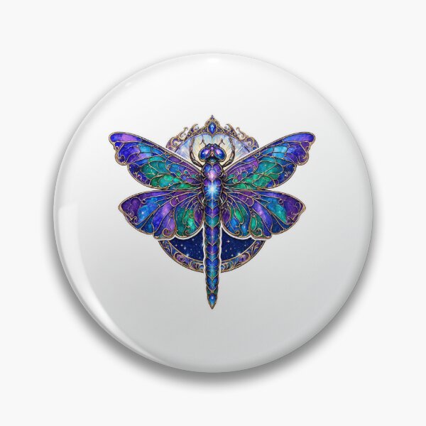 Item preview, Fantasy Stained Glass Dragonfly Magical Mystical Illustration designed and sold by JIGUWORLD.