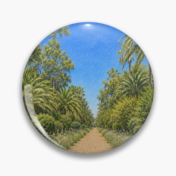 Item preview, Flowering Palm Garden Path – Tropical Botanical Illustration designed and sold by wiwiart.