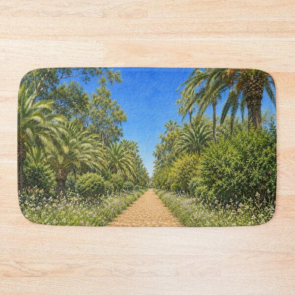 Item preview, Flowering Palm Garden Path – Tropical Botanical Illustration designed and sold by wiwiart.
