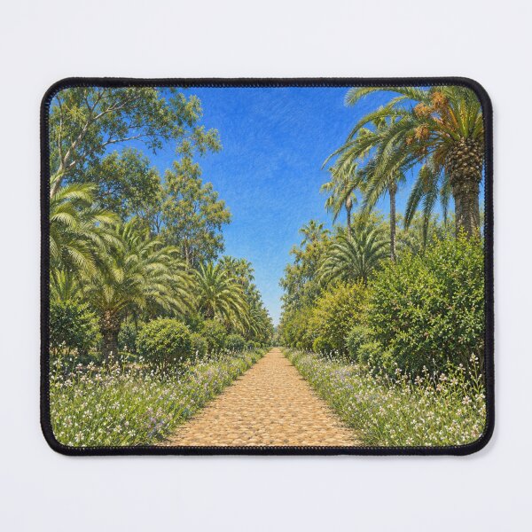 Item preview, Flowering Palm Garden Path – Tropical Botanical Illustration designed and sold by wiwiart.